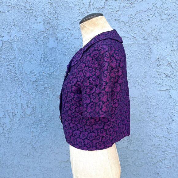 1960s Lace Cropped Blazer Size Small Purple jacket - Picture 2 of 8